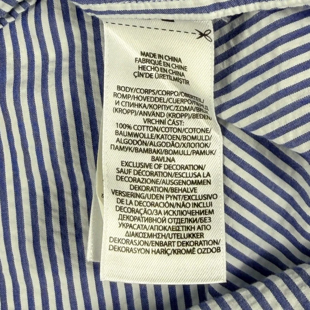 Ralph‎ Lauren Boys Blue White Striped Short Sleeve Button Down Shirt Size 8 S/P